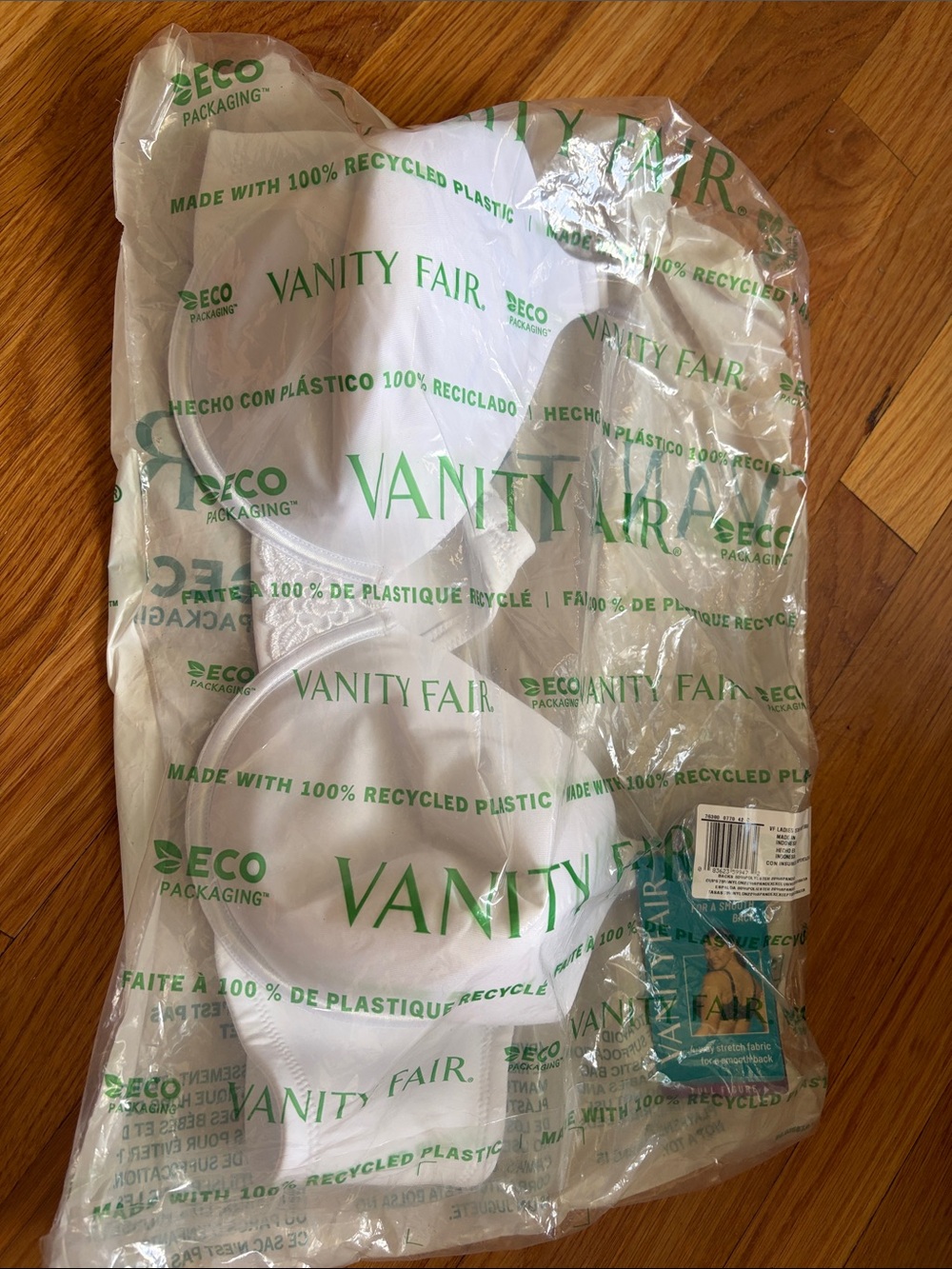 Vanity Fair White Ladies Star Bra in Clear Eco Packaging